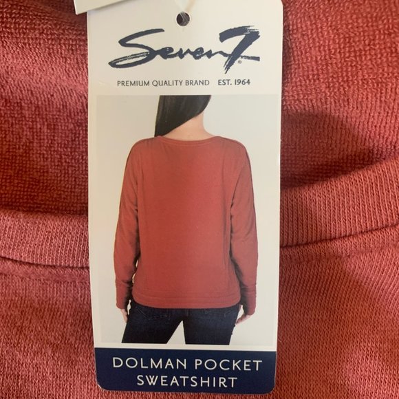 NWT SEVEN7 DOLMAN POCKET TIE FRONT THUMB-HOLSTER SWEATSHIRT MARSALA SMALL - Picture 9 of 11